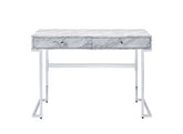Tigress White Printed Faux Marble & Chrome Finish Writing Desk Model 92615 By ACME Furniture